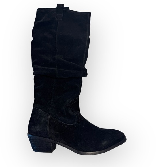 ANTHROPOLOGIE TALL KNEE HIGH TALL SCRUNCH BOOTS SUEDE BLACK SIZE 8.5 NEW - Picture 5 of 10